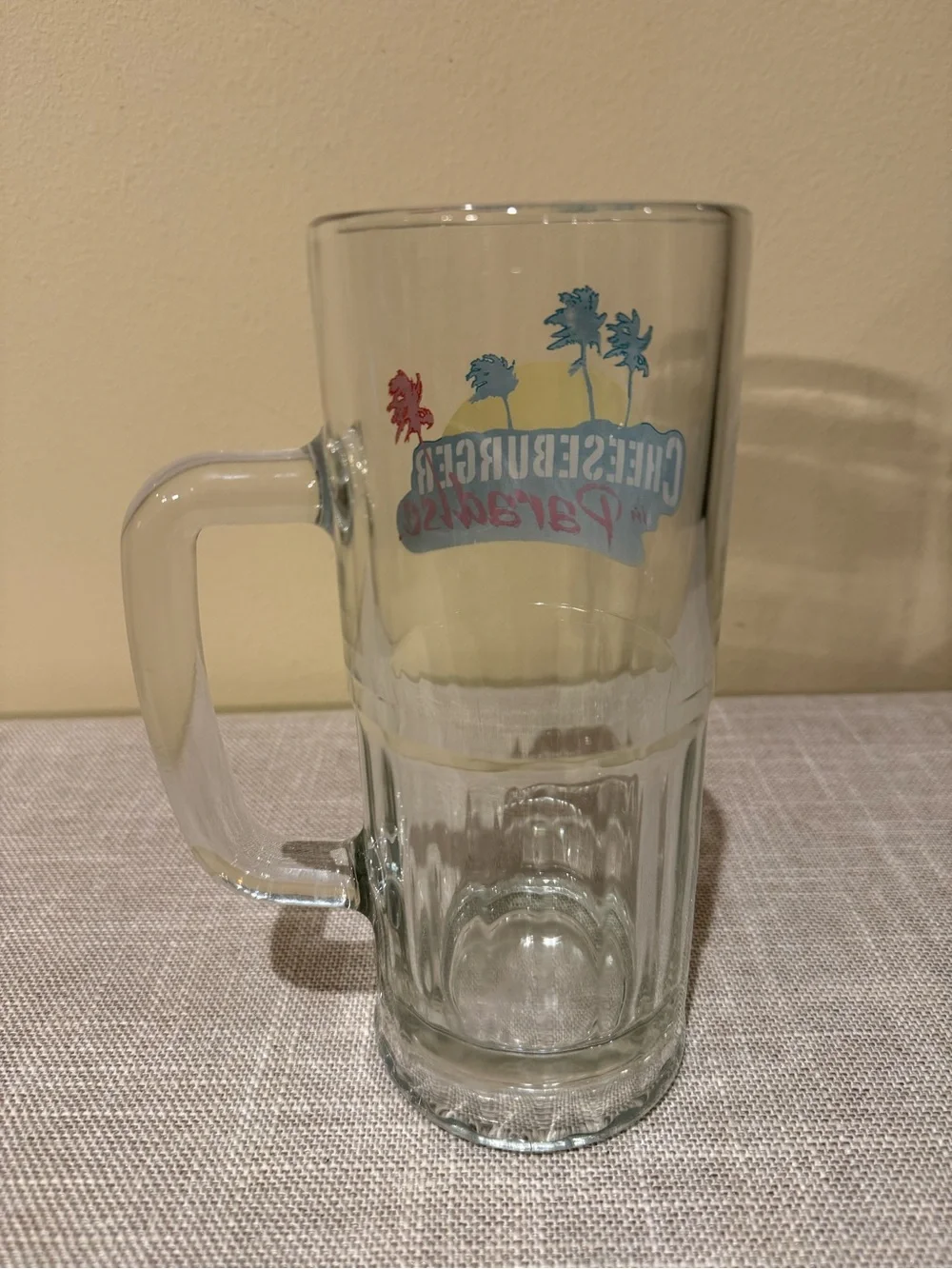 Vintage Cheeseburger in Paradise Glass Beer Mug Stein Heavy Base